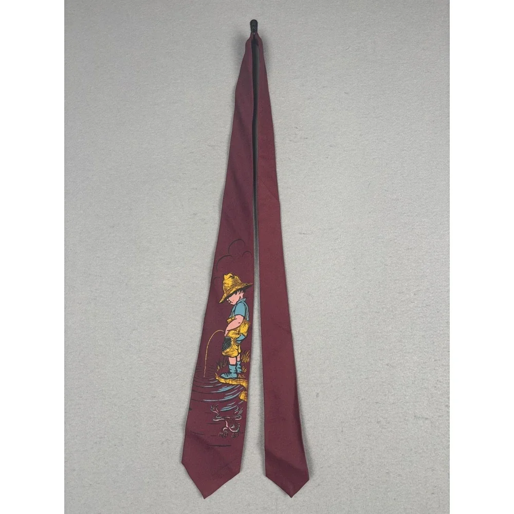 Vintage Ricky Ties Tie Mens One Size Red Boy Frog Novelty Humor Necktie